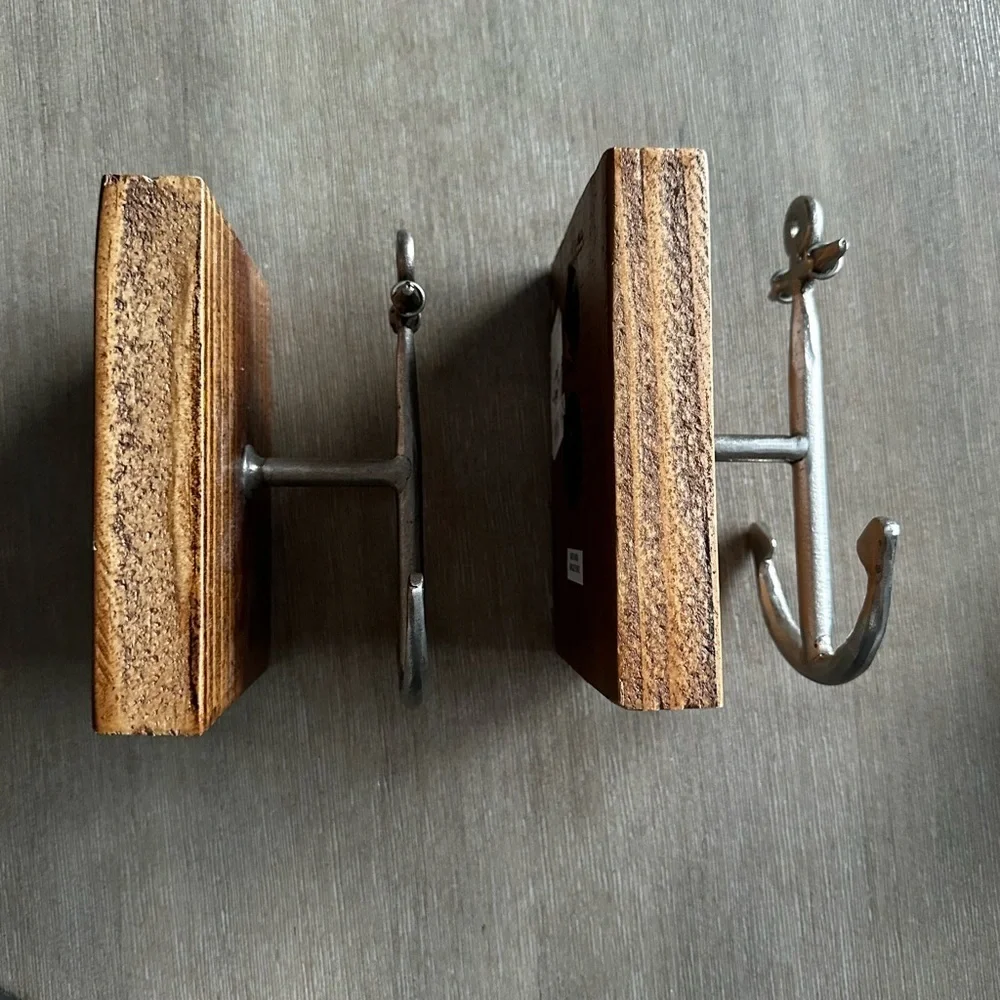 Silver Anchor Wall Hooks set of 2